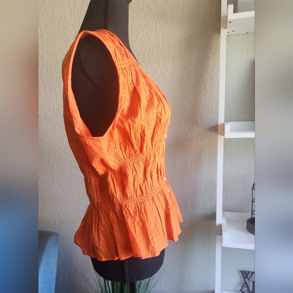 Frame Orange Sleeveless Button-Up Top Size M - image 7